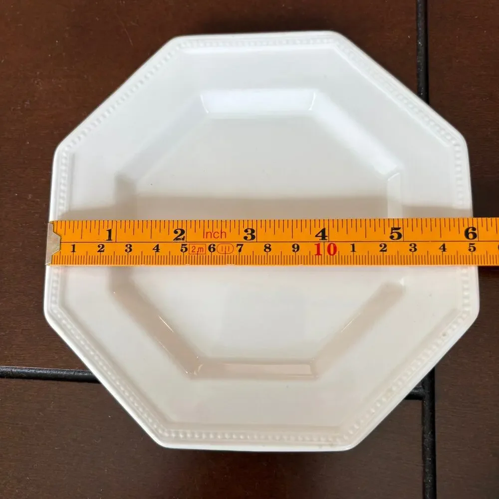 Johnson Brothers Ironstone Octagonal Bread Plates Set 6 White England 6”